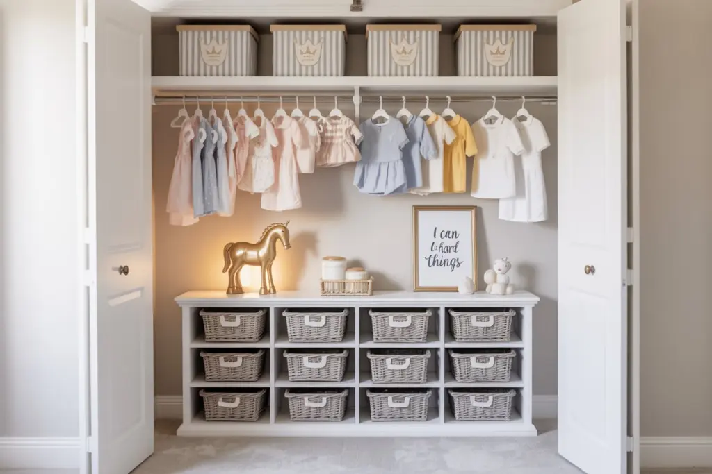 Soft pastel-colored girl nursery room