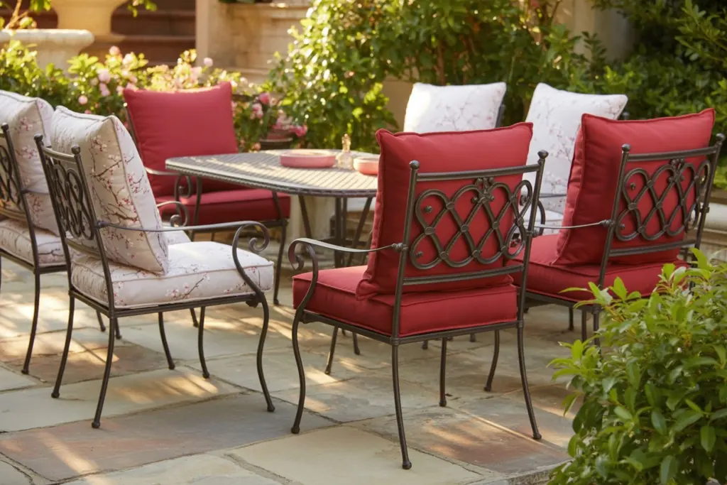 Red garden furniture
