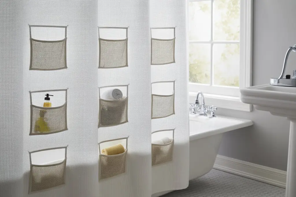 Bathroom accessories: how to choose bath mat and shower curtain 26 Shower curtain rings