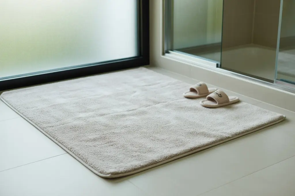 Bathroom accessories: how to choose bath mat and shower curtain 5 Large bath mats: for large bathrooms
Large bathroom mats are the antagonists of round mats! Larger in size and rectangle, they are perfect for large bathrooms or for parents with several children of the same age bathing together.