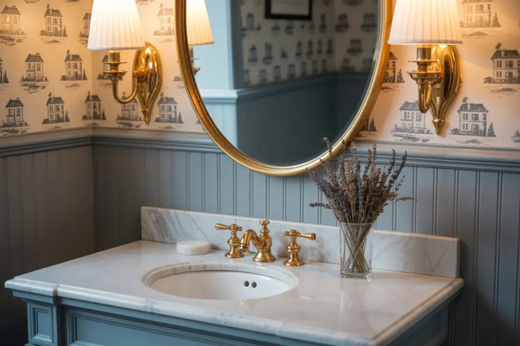 Find how to create an elegant powder room 21 Bathroom front lights