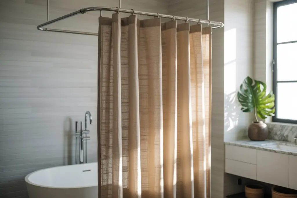 Bathroom accessories: how to choose bath mat and shower curtain 22 Hemp shower curtains
