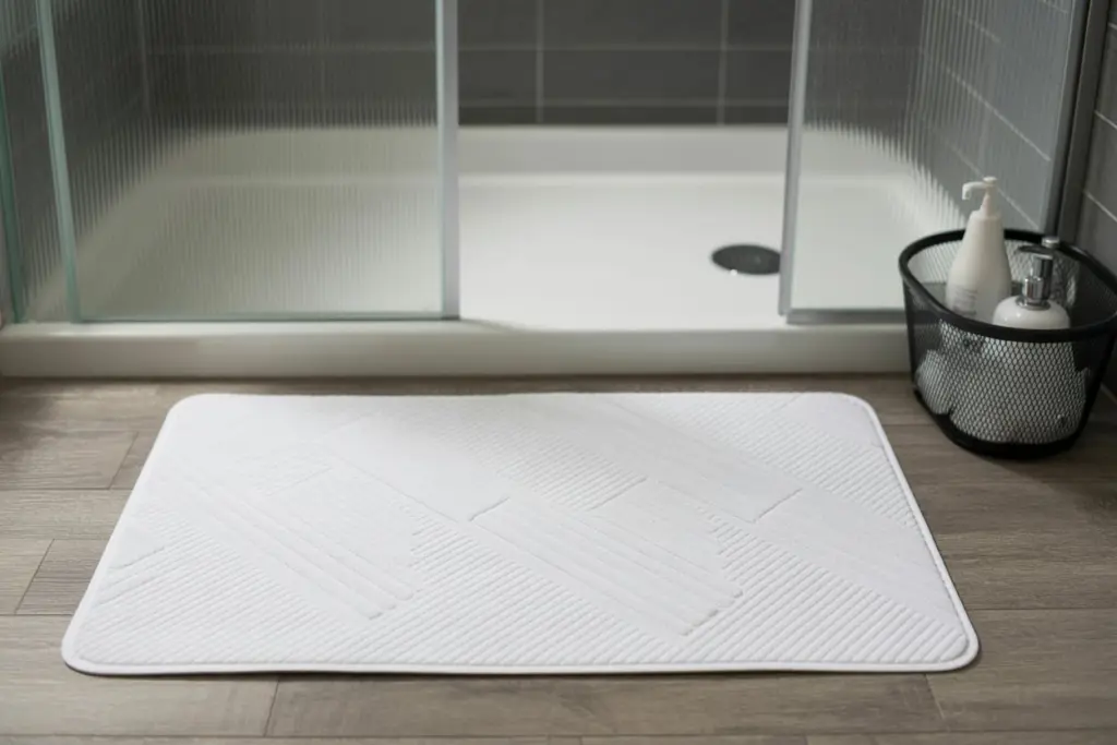 Bathroom accessories: how to choose bath mat and shower curtain 12 Bathroom accessories: pvc bathmat