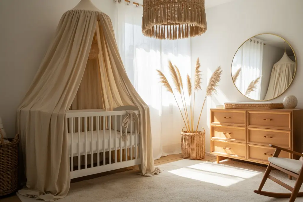 Furniture in girl nursery room