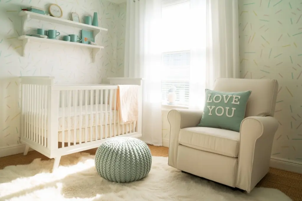Soft pastel-colored girl nursery room