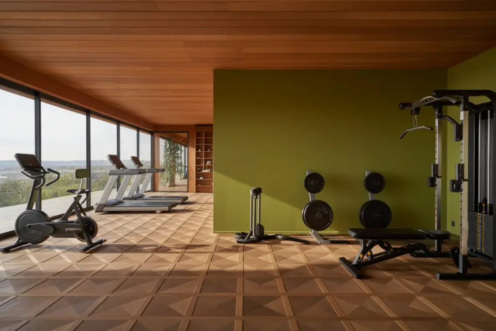 How to design a gym room at home 17 A green training area
