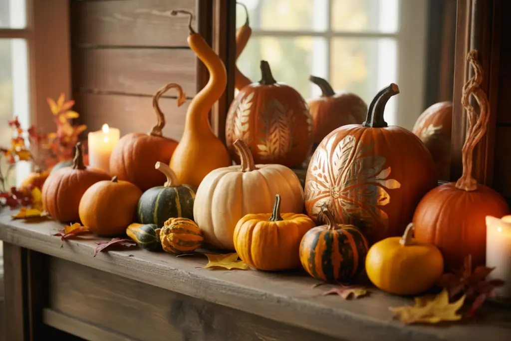 Decor with gourds and pumpkins