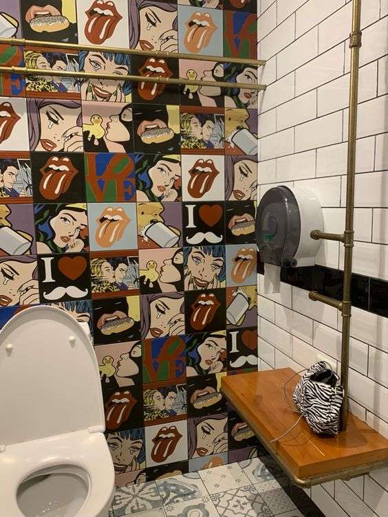 Toilet design: comic strip wallpaper