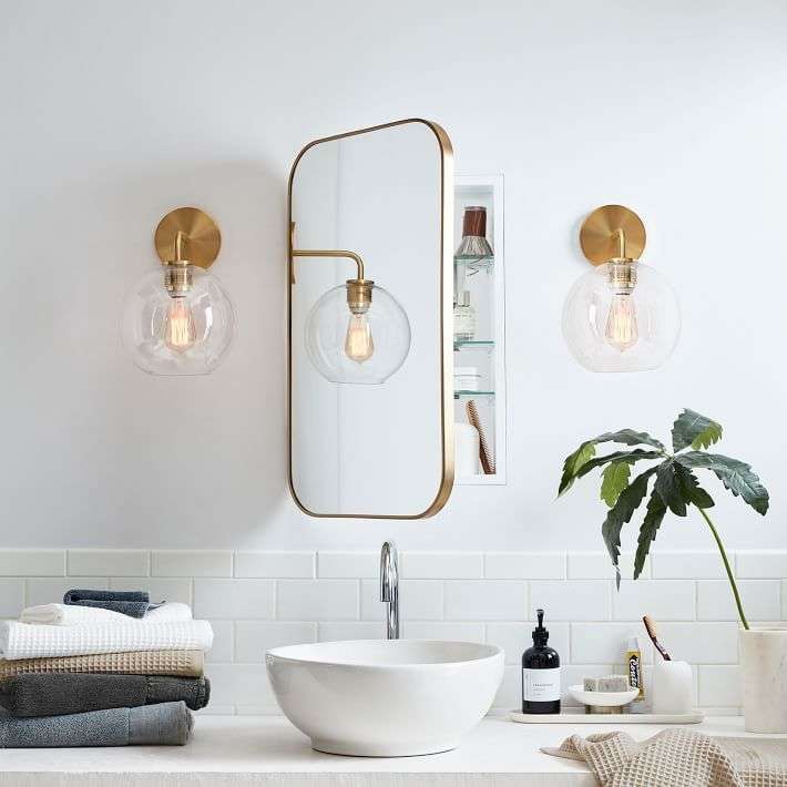 Bathroom accessories: mirror above vanity