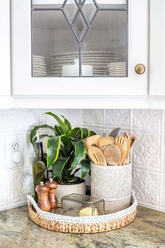 Use Unique Kitchen Utensil Holder in kitchen countertop decoration: