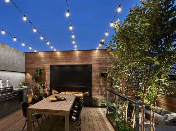 A summer kitchen with barbecue on the terrace
