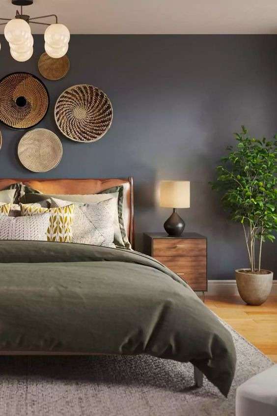 Boho Bedroom with Warm Earthy Tones: 
