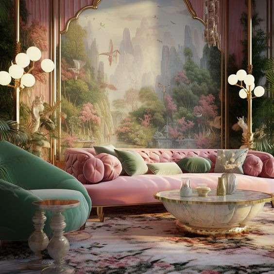 Maximalist, art deco, interior decorating inspiration