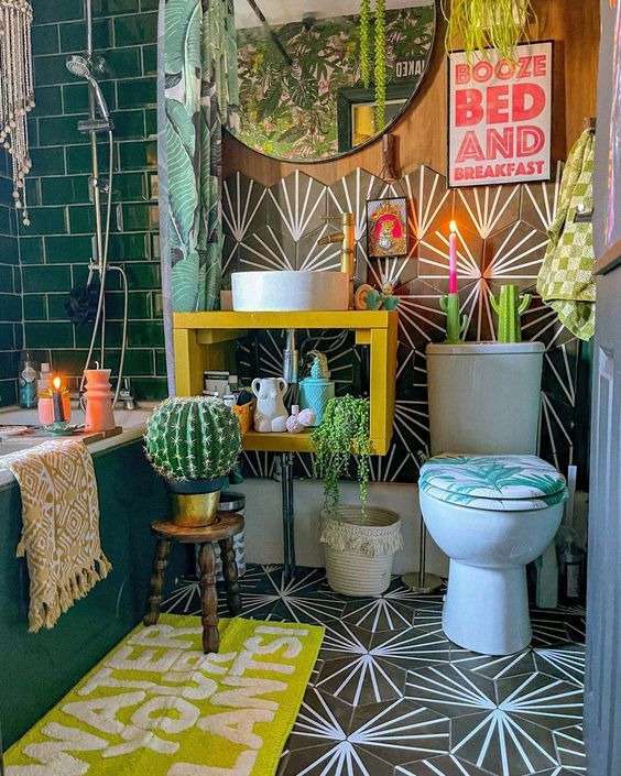 how to mix and match different design styles into Maximalist Bathroom 