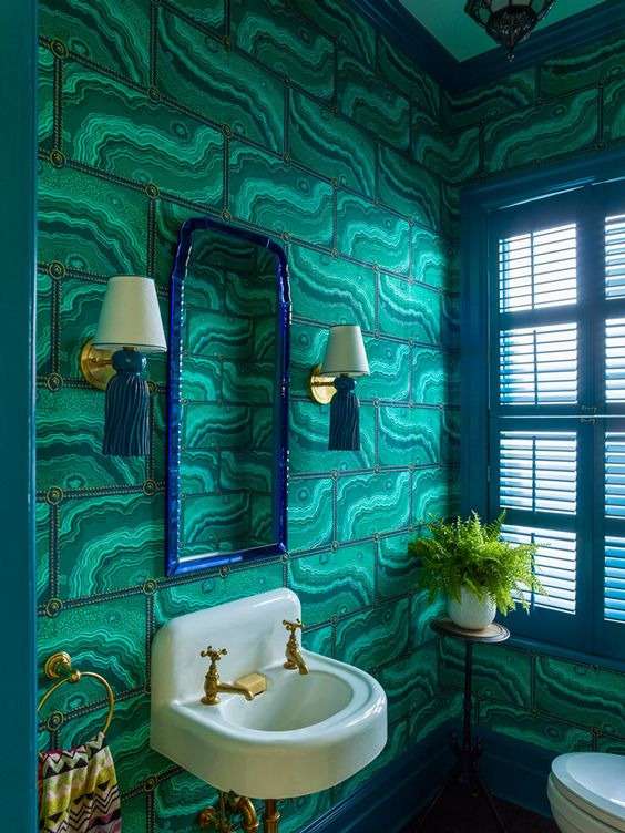 Stylish tiles in a maximalist bathroom