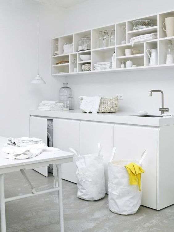 Clean lines in my white laundry room