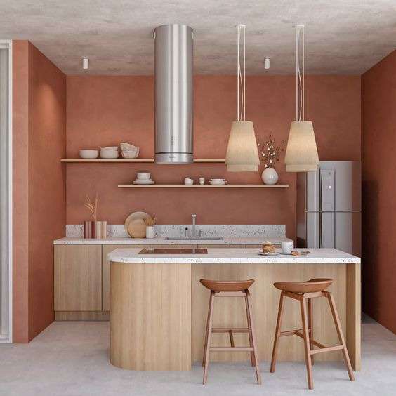 terracotta walls for a bohemian kitchen