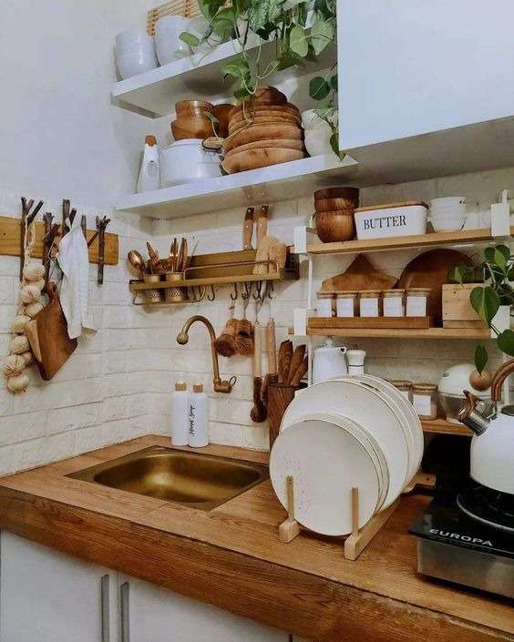 Open shelving for a bohemian kitchen