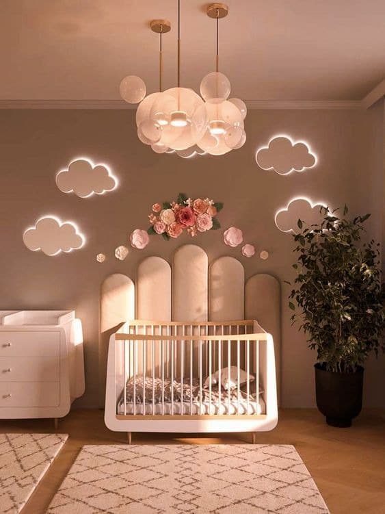 Soft pastel-colored girl nursery room