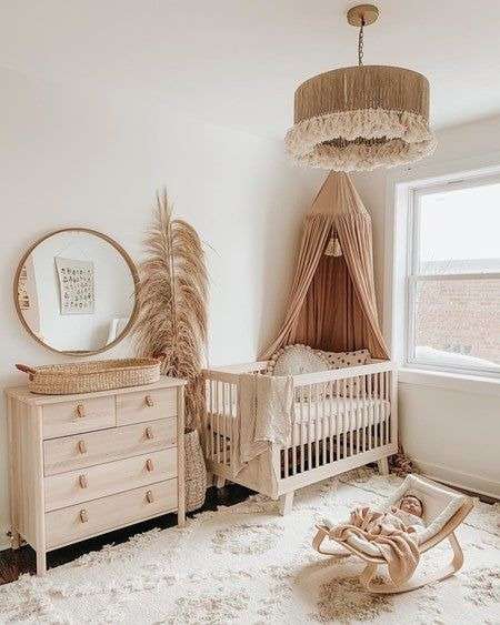Furniture in girl nursery room