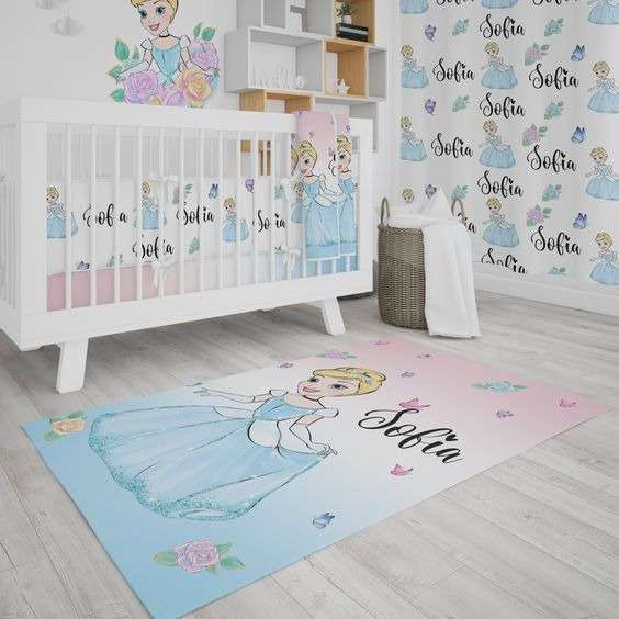 Princess or fairy-themed decor for the girl nursery room