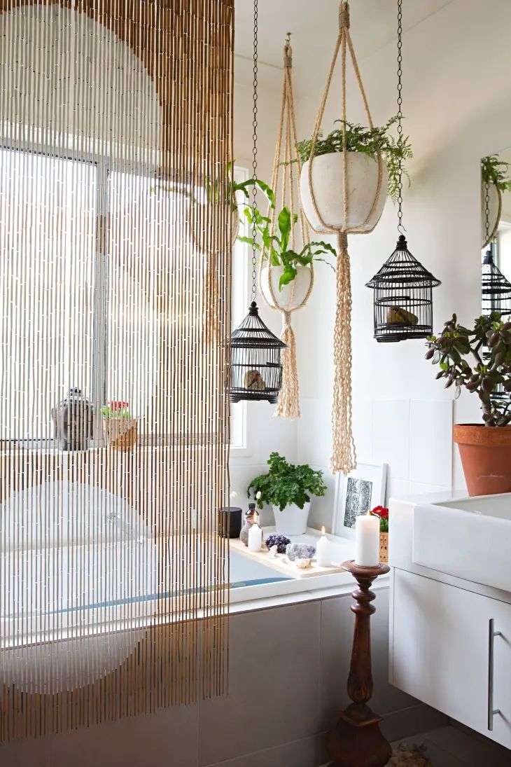 A macrame hanging plant: 