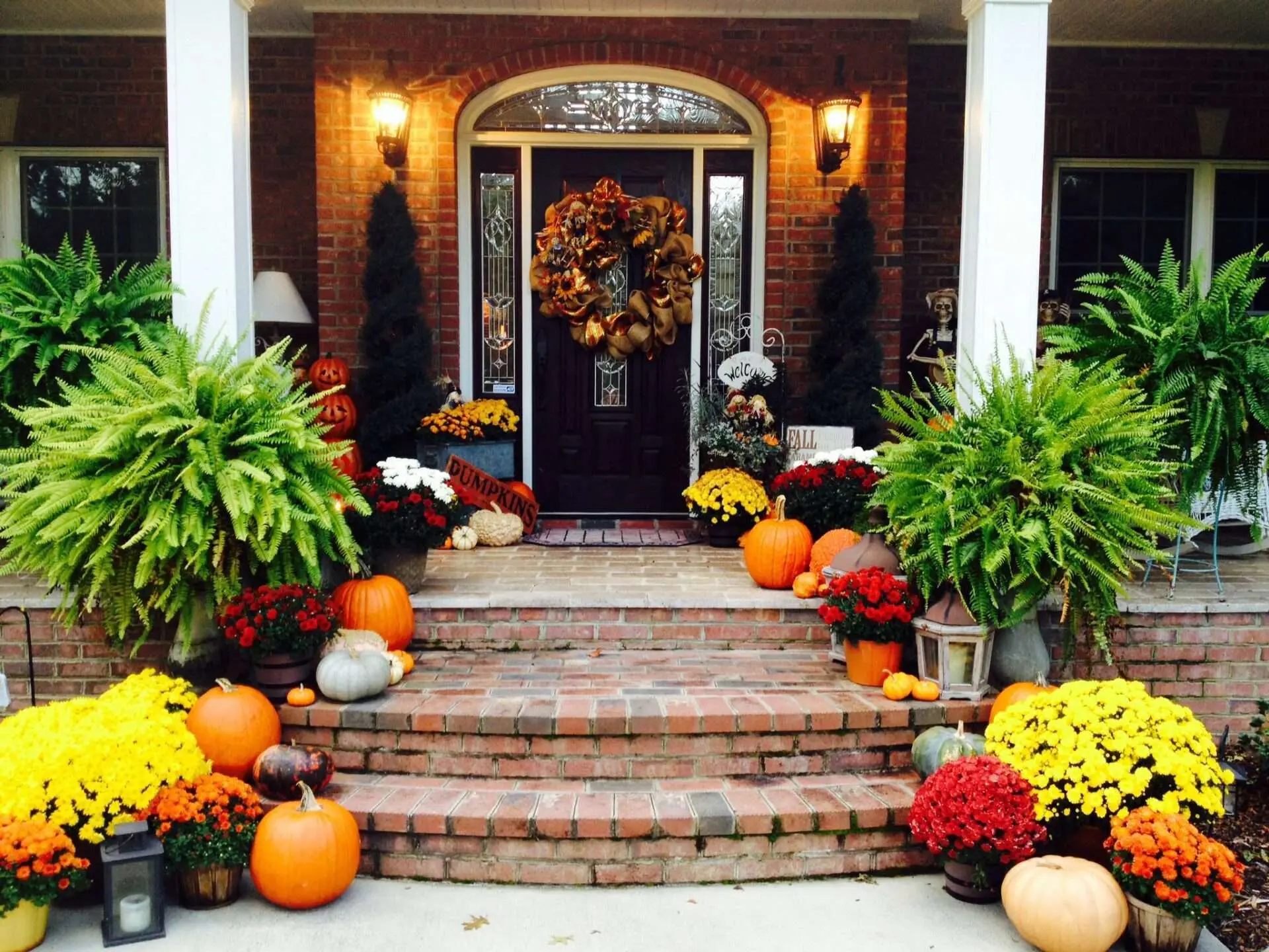 Festive autumn porch with decorations.