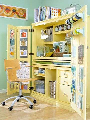 Reworking a cupboard in a craft room: 