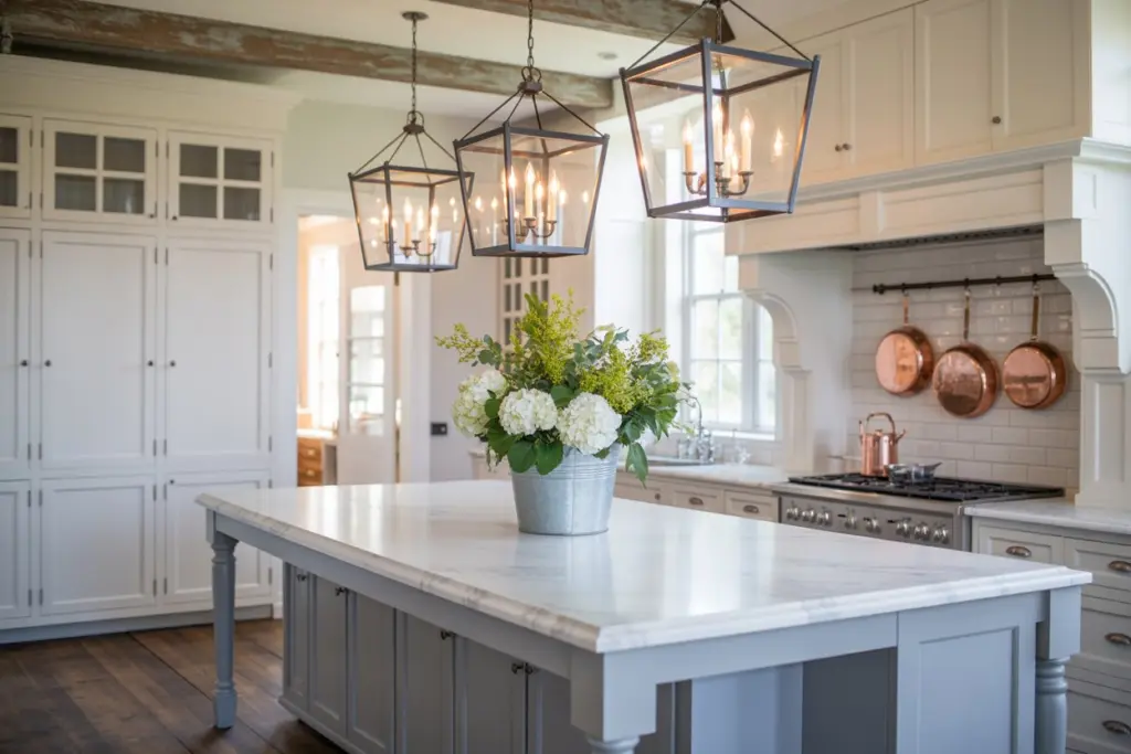 Steps into a dreamy Farmhouse Kitchen full of inspiration 11 Greenery and recent blooms: Farmhouse kitchen decoration
