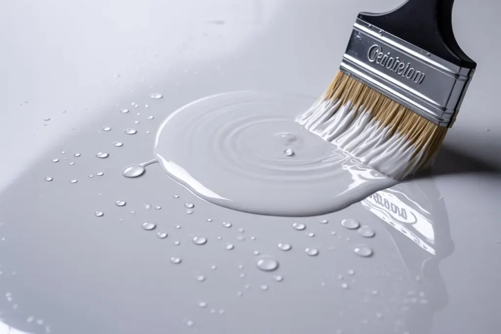 clear water-resistant sealer over the painted bathroom cabinets