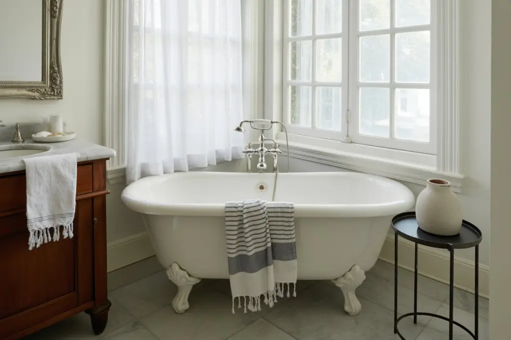 Window coverings  In Cottage Country bathroom