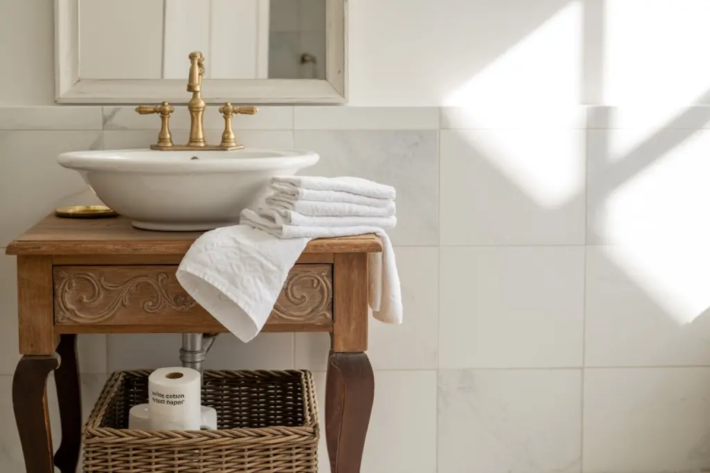 Country bathroom with Farmhouse Sink