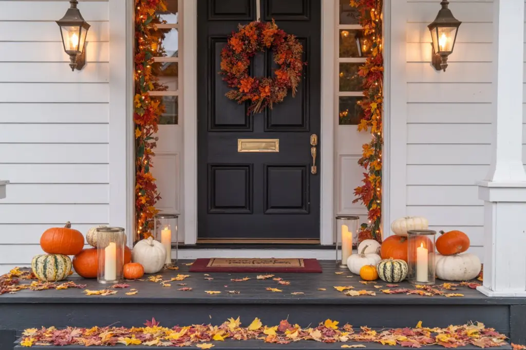 Enjoy the Beautiful Outdoor Fall Decoration in your home 16 Unflamed Candles for outdoor fall decoration