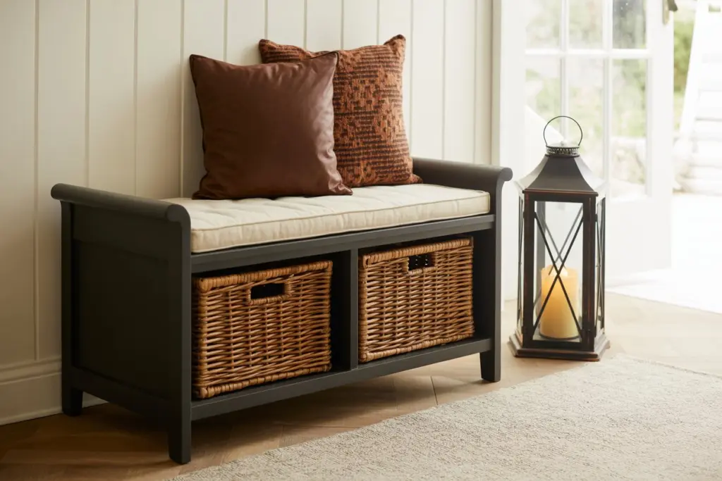 Ottoman, Stackable Footstool in your Small entryway 