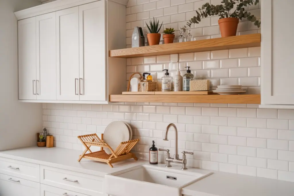 Kitchen Floating Shelves : An Amazing Storage Solution 5 floating shelves Close to the sink