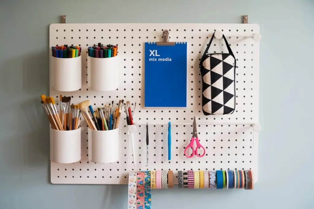 Use a perforated panel for vertical storage