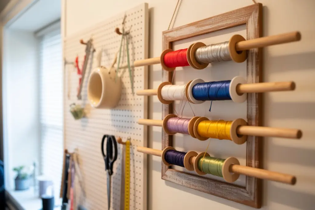 Use dowels and a frame to organize the string