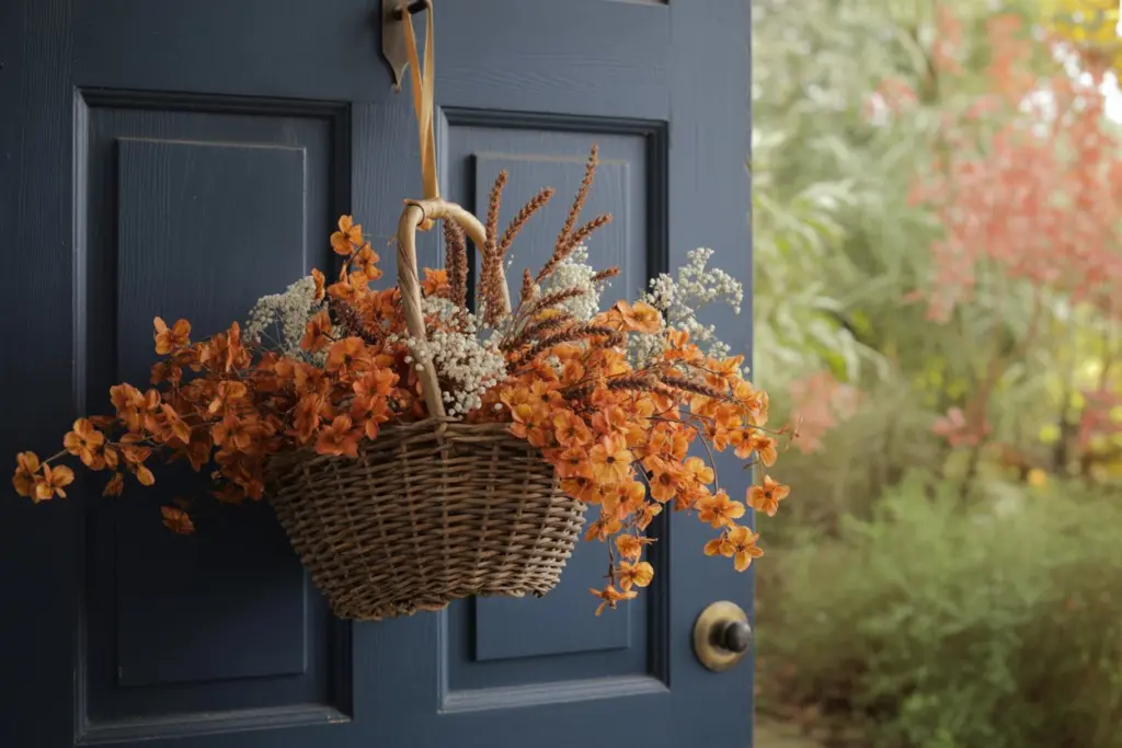 Enjoy the Beautiful Outdoor Fall Decoration in your home 6 baskets filled with colorful leaves and flowing ivy