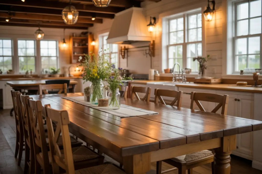 Steps into a dreamy Farmhouse Kitchen full of inspiration 14 farmhouse dining table with Large Surface