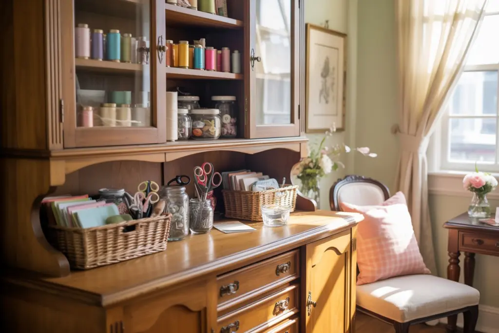 Reimagine existing dining room furniture for a craft room