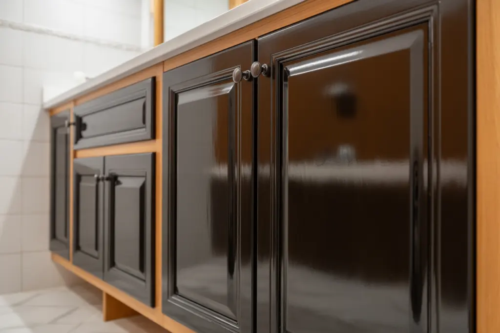Black And Gloss Varnish for Painting Bathroom Cabinets