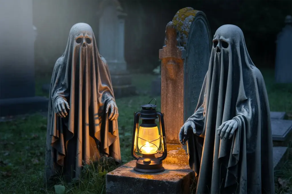 Halloween-themed statues 