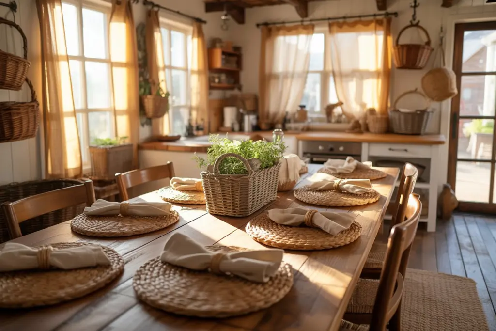 Steps into a dreamy Farmhouse Kitchen full of inspiration 10 Textured and woven elements in cozy farmhouse kitchen