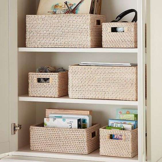 Label wicker baskets for craft room storage