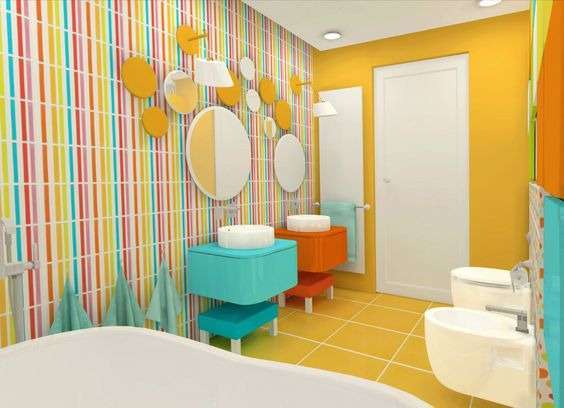 Vibrant Colors in your  Kids Bathroom