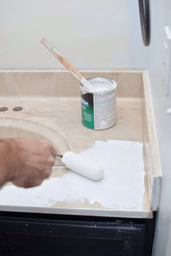 The Ultimate Guide to Bathroom Countertop Paint : Reshaping tips 11 Painted Bathroom Sink and Countertop Makeover