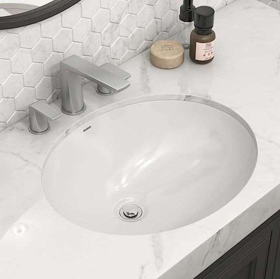 Bathroom Sink White Oval Porcelain Ceramic