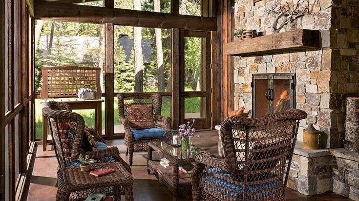 Conservatory decorating with winter view
