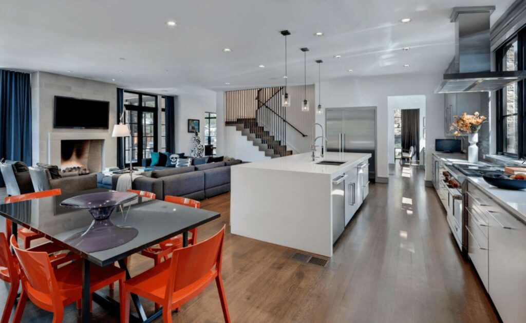 Kitchen opening into your dining room and living room
