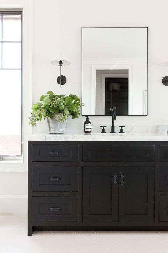 Black And Gloss Varnish for Painting Bathroom Cabinets
